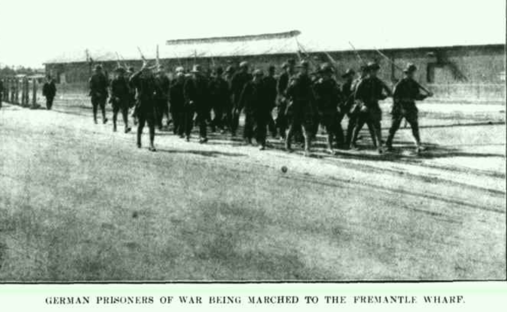 Fremantle Wharf, German Prisoners, August 1914
