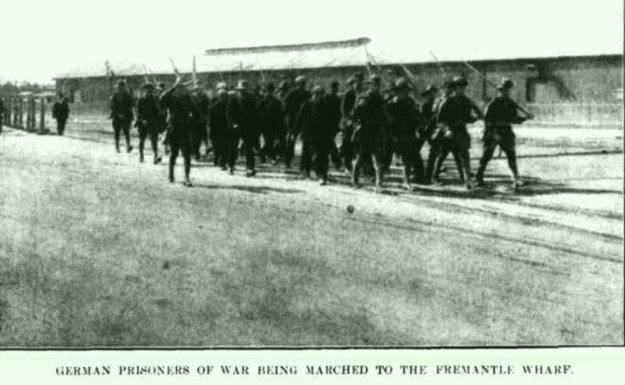 Fremantle Wharf, German Prisoners, August 1914