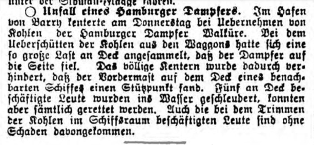 Unfall Walküre, Neue Hamburger Zeitung