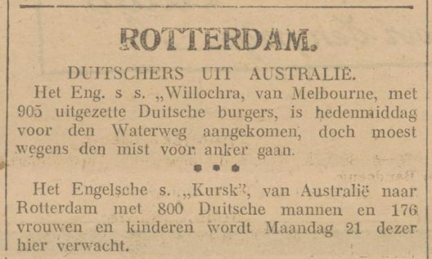 Willochra, Rotterdam, 1919