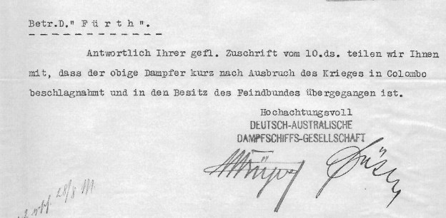 Löschung des Dampfschiffes Fürth