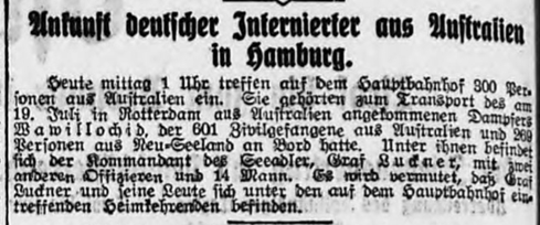 Ankunft deutscher Internierter aus Australien