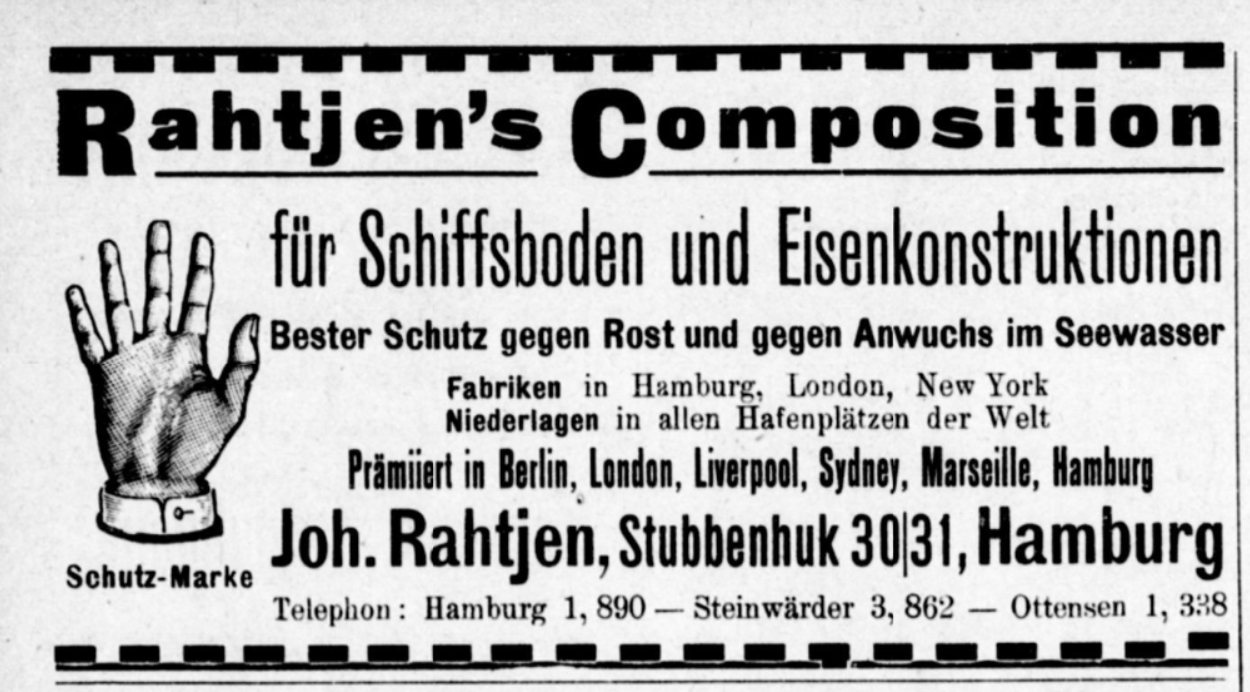 Antifouling, Rathjen, Hamburg 1912