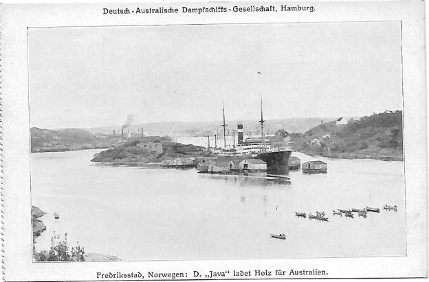 Hutholmen Frederikstad, 1913, steamer "Java"