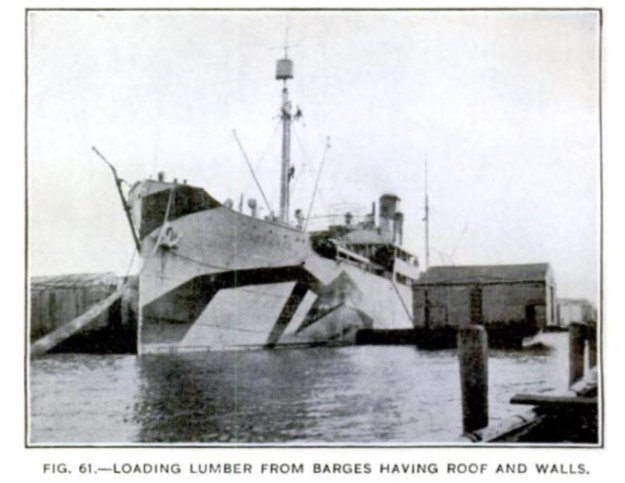 loading timber at frederikstad, WW1