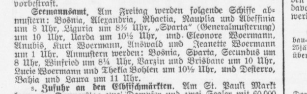 Anmusterung Varzin und Brisbane, Hamburg April 1914