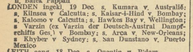 Varzin in London, 19 December 1914