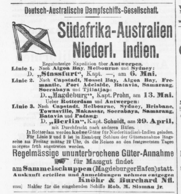 Magdeburg, Kapitän Prohn, 1905