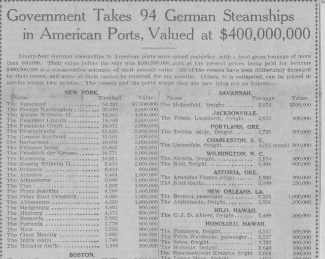 German steamships in American ports