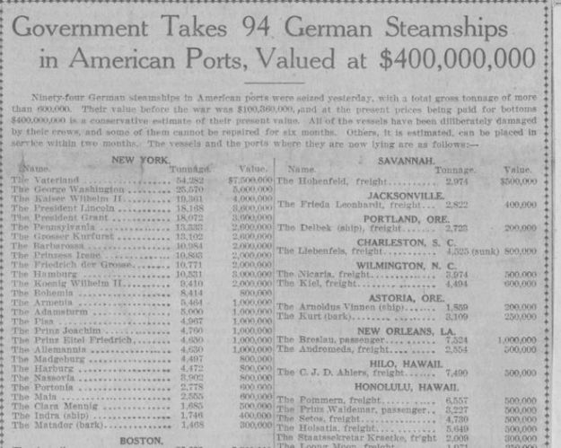 German steamships in American ports