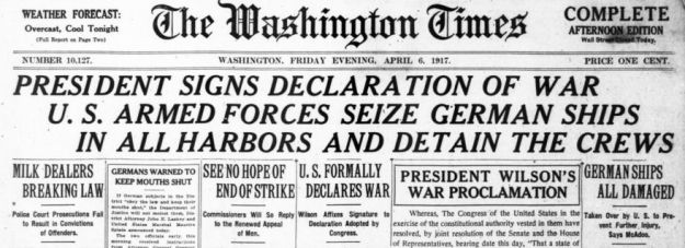 declaration of war, German ships seized