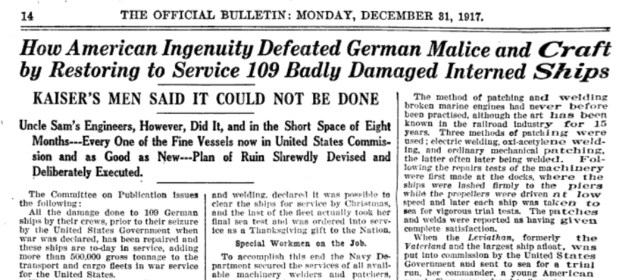 Restoring to Service of 109 badly damaged ships