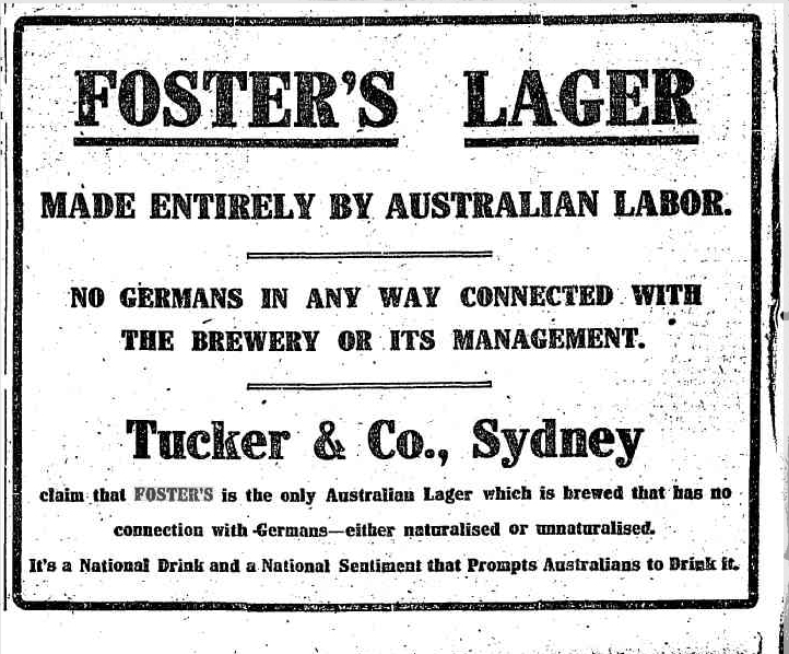 Fosters advertisement 1915