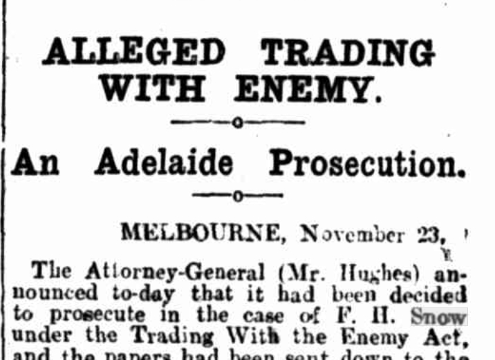 alleged trading with the enemy 1914