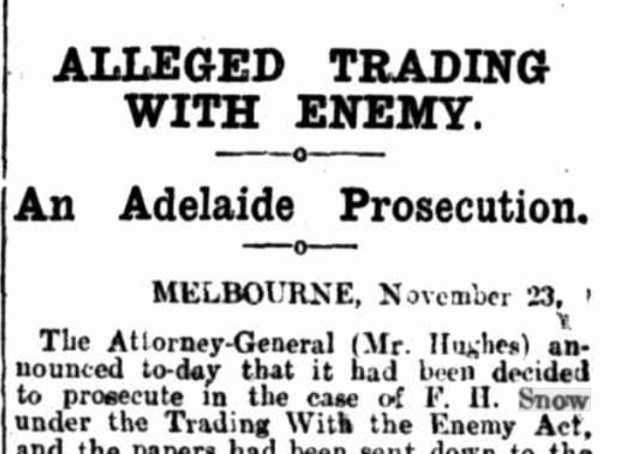 alleged trading with the enemy 1914