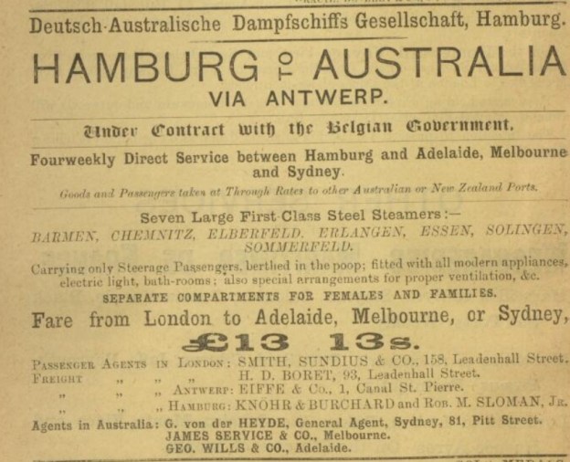 German Australian Line 1890 advertisement