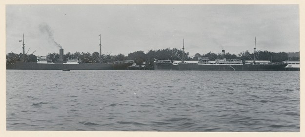 Tjilatjap, steamships Reichenbach and Thueringen, about 1908