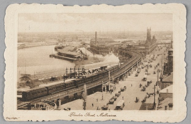 Melbourne yarra river flinders street 1912