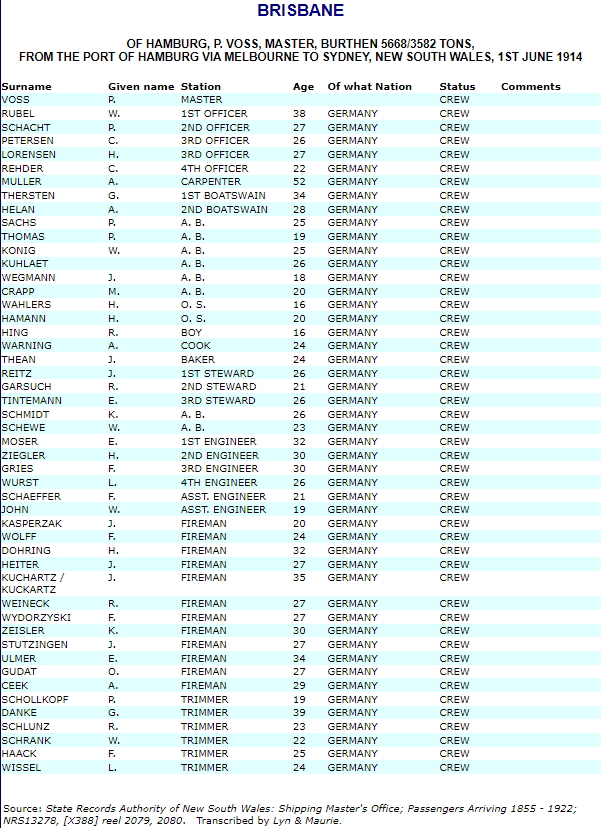 Brisbane 1914, German Australian Line, steamship