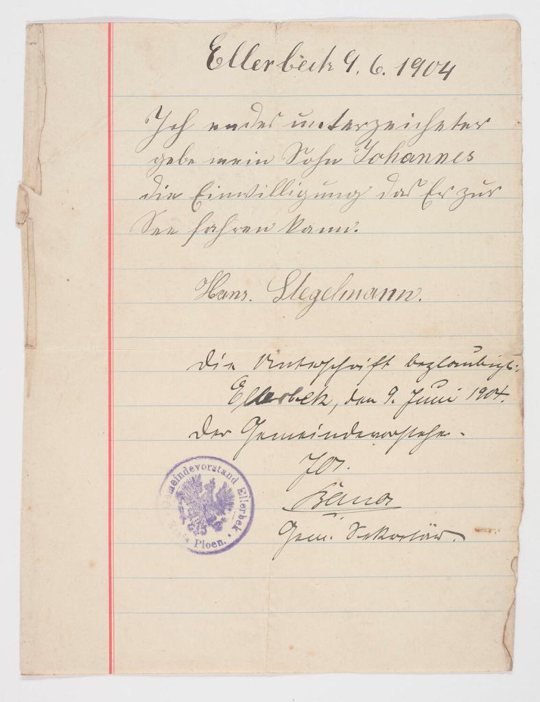 Stegelmann Ellerbek 1904