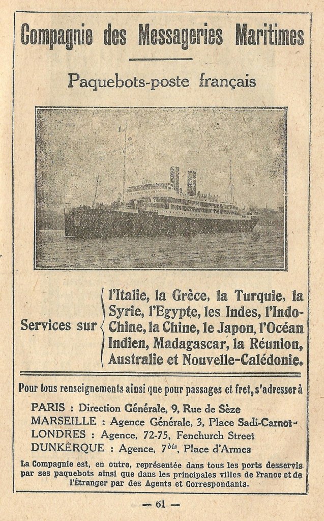 Messageries Maritimes publicite 1921