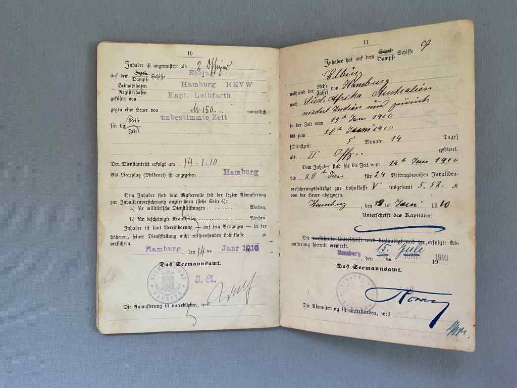 Elbing seaman's book 1910