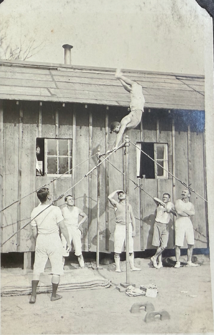gymnast at the high bar, Hot Springs, North Carolina, Internment Camp 1917/1918